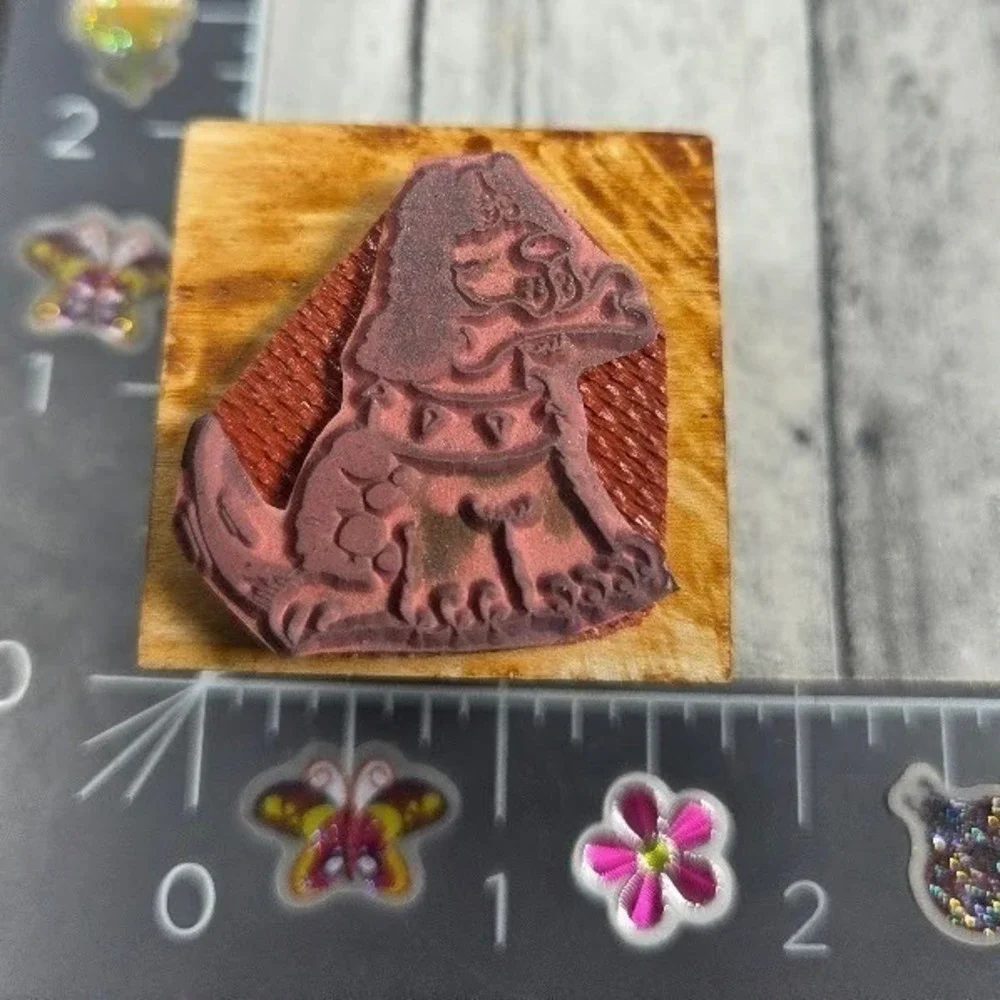 Good Stamps Dog Holding Bone Spike Collar Rubber Stamp Wood #E7